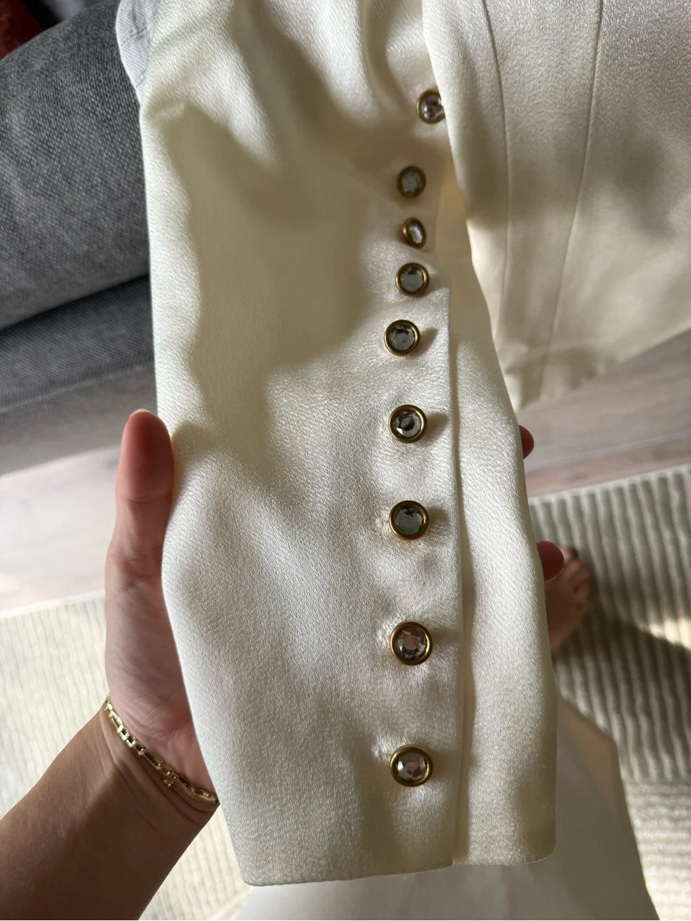 Vintage Christian Dior Ivory Satin skit set Bridal / Minimalist 90s Dior - Picture 6 of 12